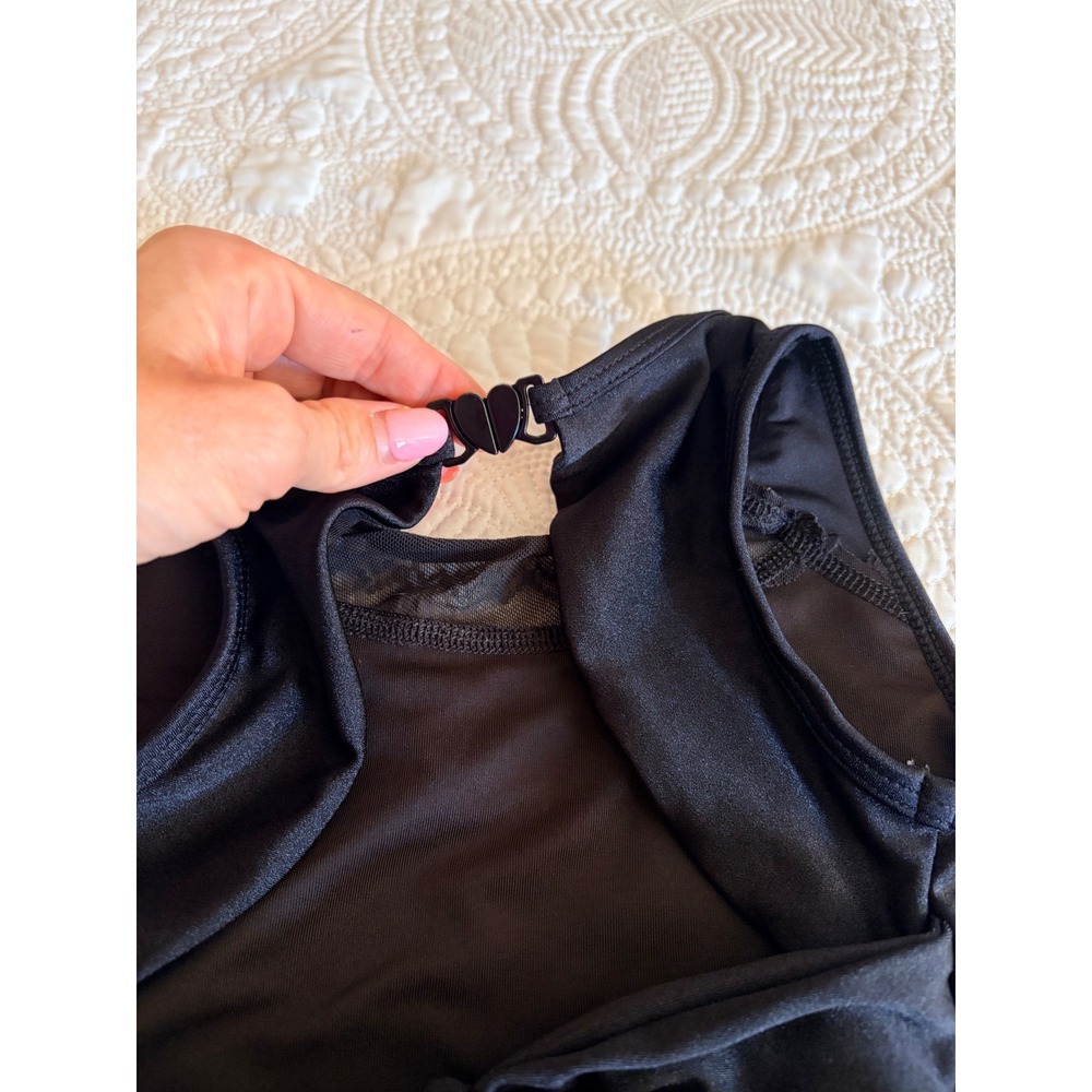 Danz N Motion Little Girls Black Dance Leotard Skirt Mesh Detail Open Back - Picture 7 of 11